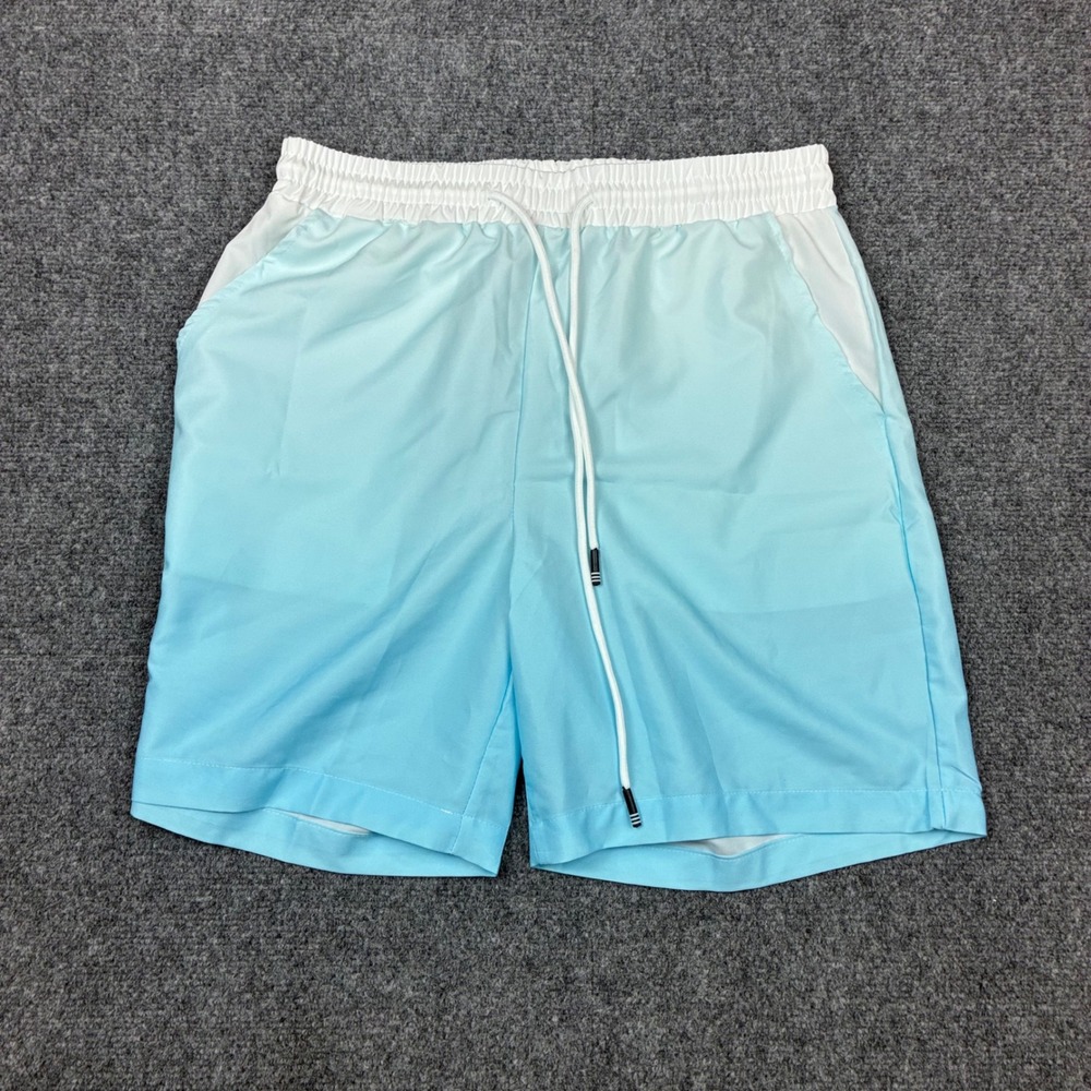 Manfinity Mens Ombre Swim Trunks Blue White Gradient Shorts Size Medium W32